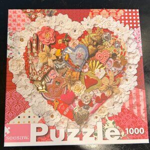 SeeSaw High Quality 1000 Piece Jigsaw Puzzle Heart Valentine's Love Themed